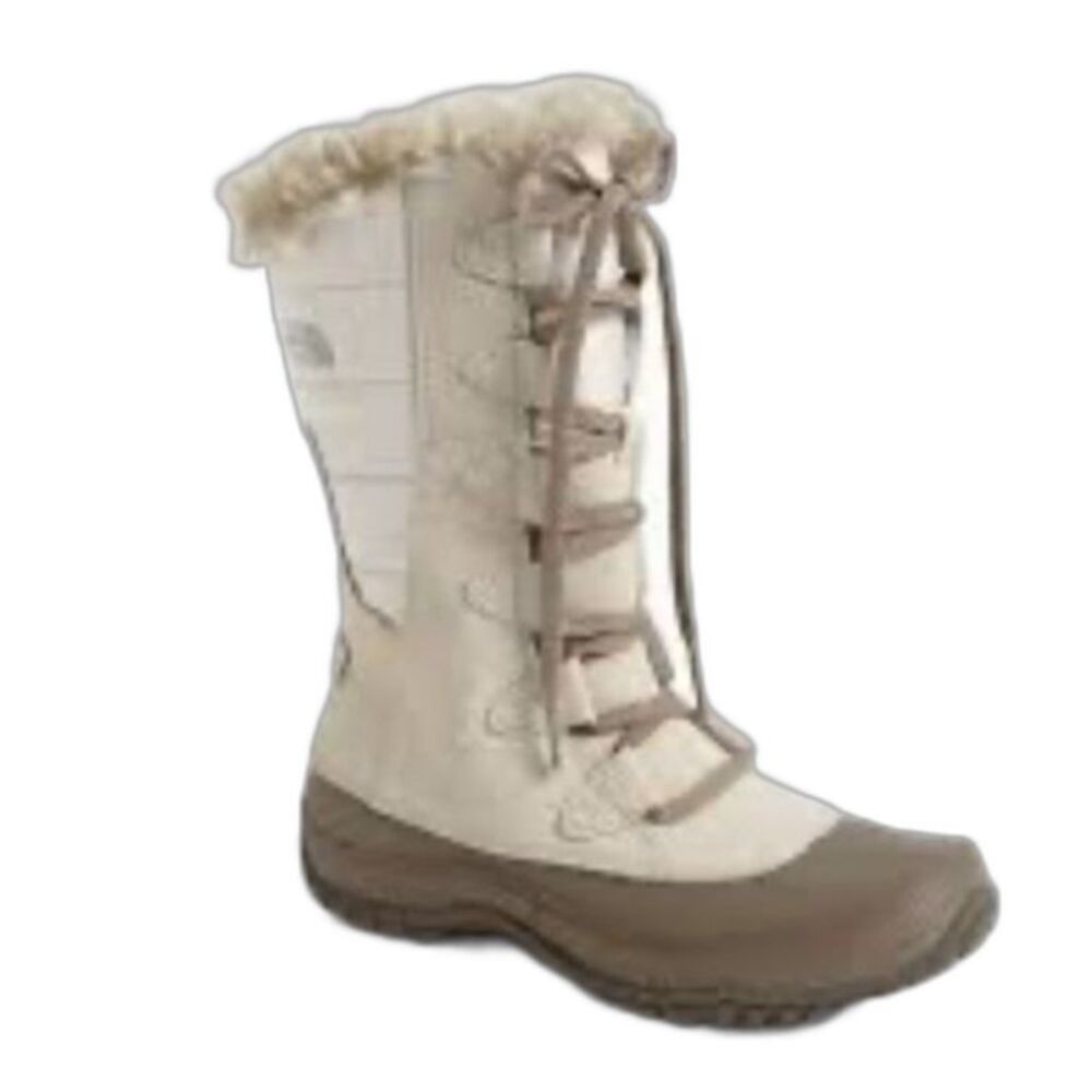 The North Face Women's Beige Taupe Waterproof Suede Faux Fur Winter Boots Sz 6.5